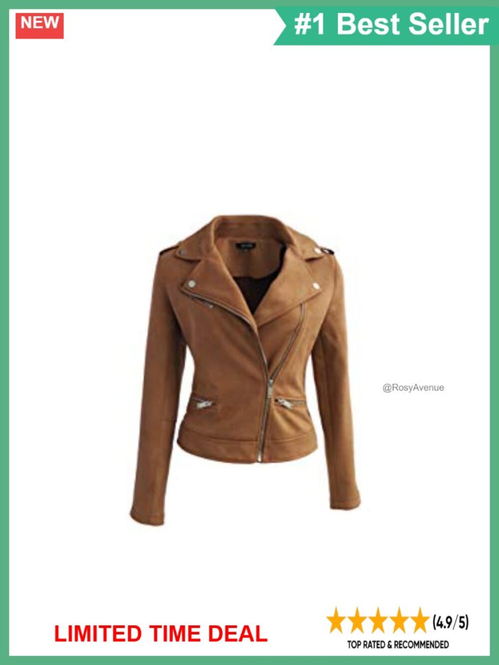 Faux Suede Jacket Women Long Sleeve Zip Up Casual Aviator Outwear